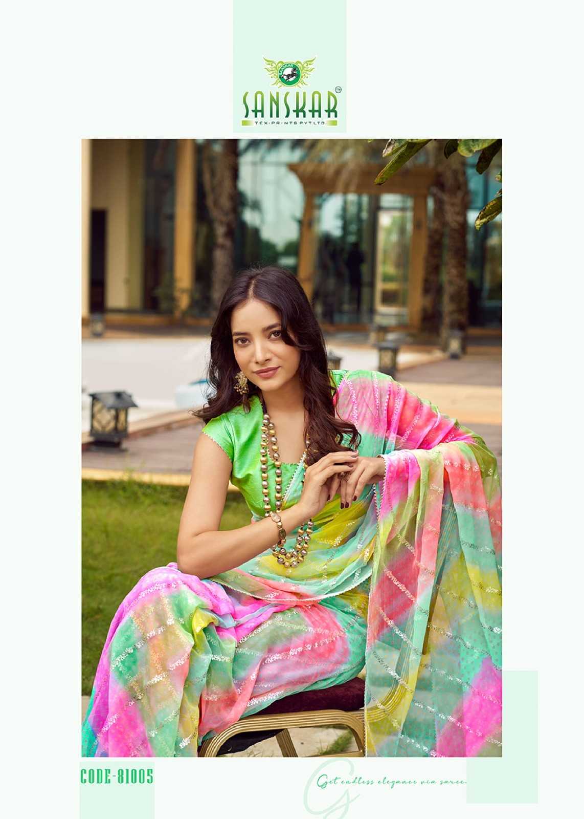 festival saree by sanskar tex prints georgette foil print saree online