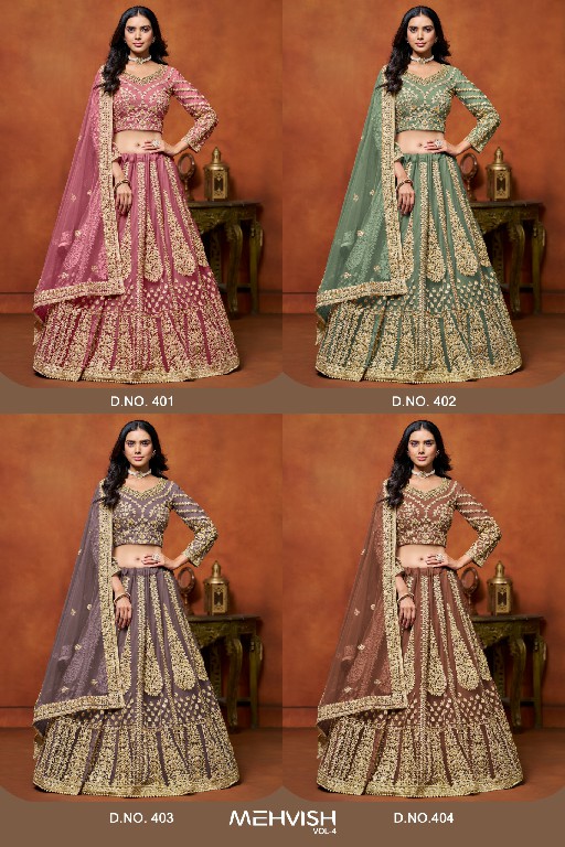 Mehvish Vol-4 Wholesale Designer Net Fabrics Lehenga Choli