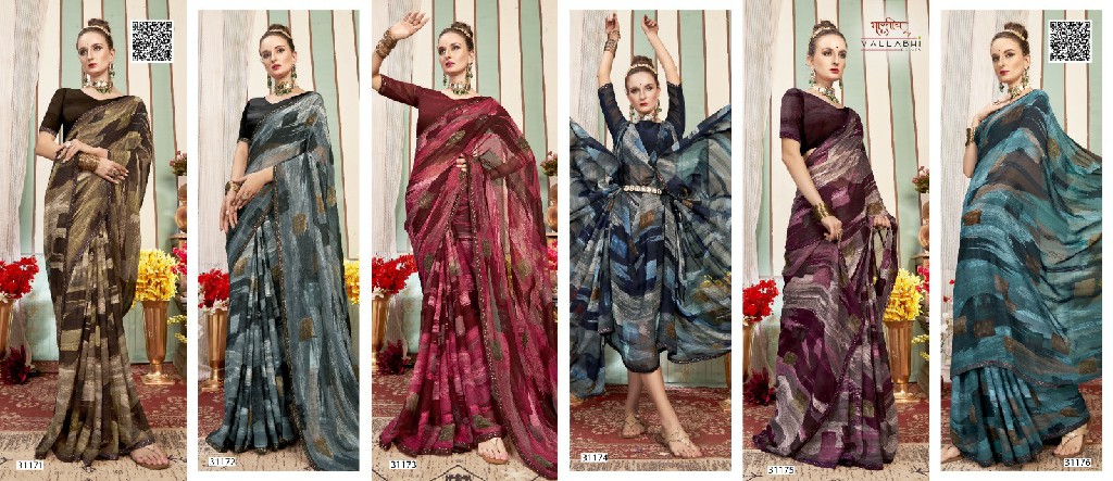 Vallabhi Ivaanka Vol-5 Wholesale Georgette Fabrics Abstract Print Sarees