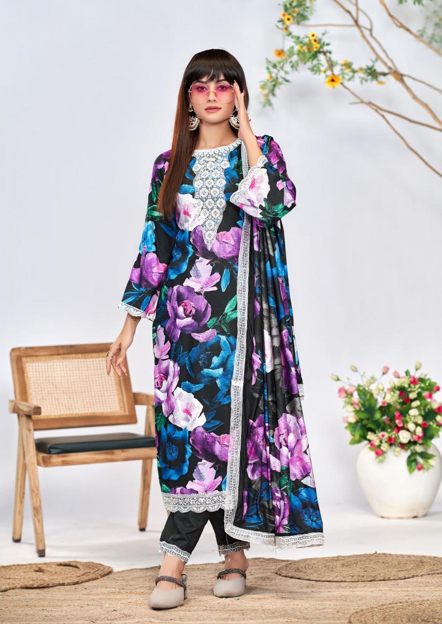 kashmiri garden by the hermitage viscose lawn print ladies suits