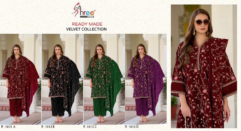 Shree Fabs R-1613 Wholesale Velvet Readymade Indian Pakistani Salwar Suits