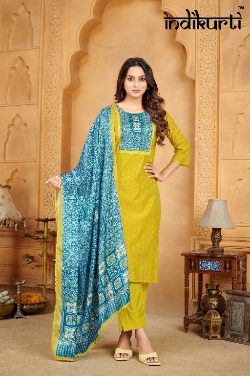 Indikurti Purvi Wholesale Moda Butti Kurti With Pant And Dupatta