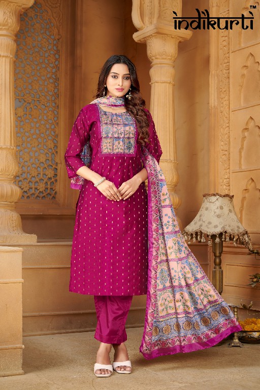 Indikurti Purvi Wholesale Moda Butti Kurti With Pant And Dupatta
