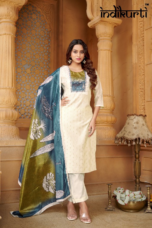Indikurti Purvi Wholesale Moda Butti Kurti With Pant And Dupatta