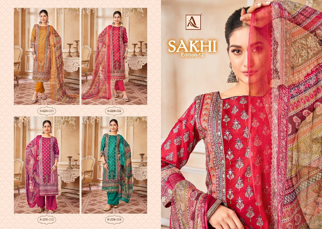 Alok Sakhi Vol-12 Wholesale Pure Zam With Hand Work Dress Material