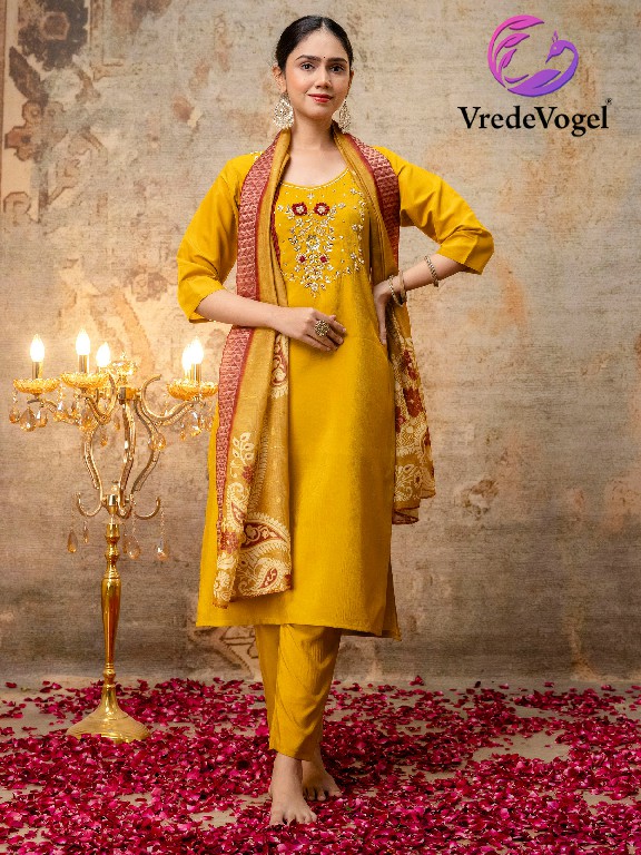 Vredevogel Vrutika Wholesale Simar Roman Silk Top With Pant And Dupatta