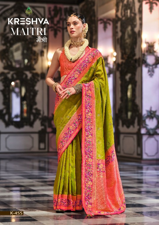 maitri by Kreshva banarasi poly viscose silk fashionable saree online