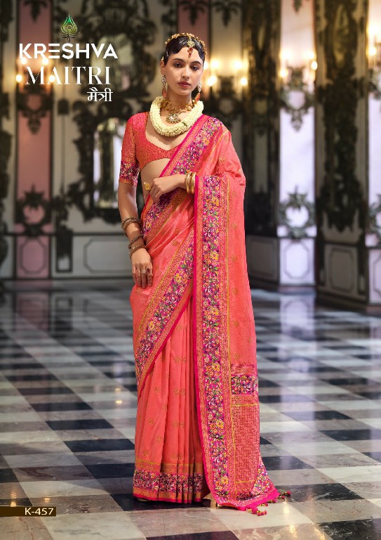 maitri by Kreshva banarasi poly viscose silk fashionable saree online