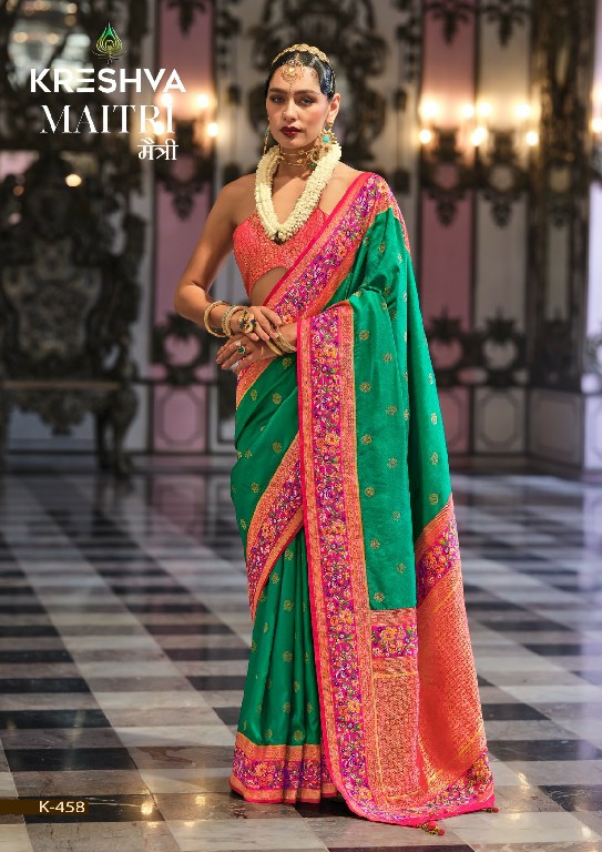 maitri by Kreshva banarasi poly viscose silk fashionable saree online