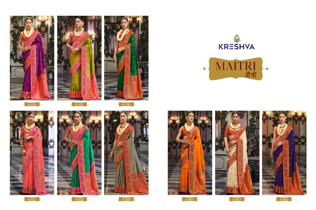 maitri by Kreshva banarasi poly viscose silk fashionable saree online
