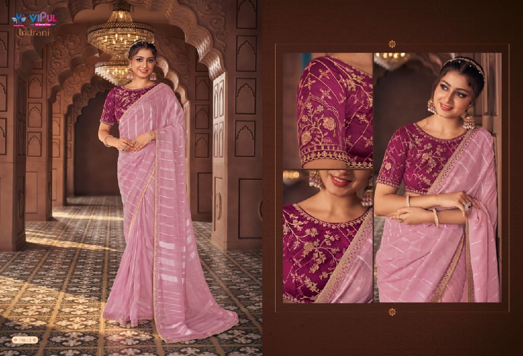 Vipul Indrani Wholesale Organza Fabrics Party Wear Sarees