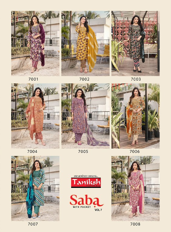 taniksh saba vol 7 rayon classic look readymade salwar suit