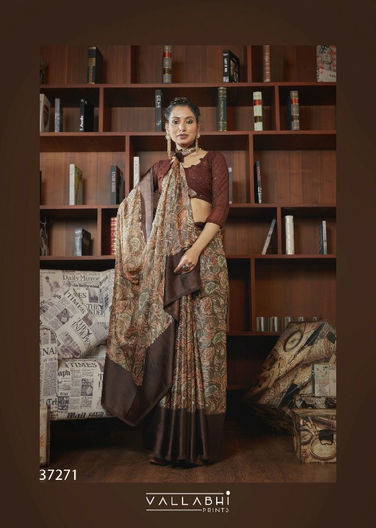 Vallabhi Anuhi Wholesale Leaf Printed With Swaroski Work Indian Sarees