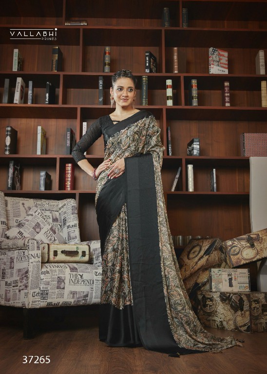 Vallabhi Anuhi Wholesale Leaf Printed With Swaroski Work Indian Sarees