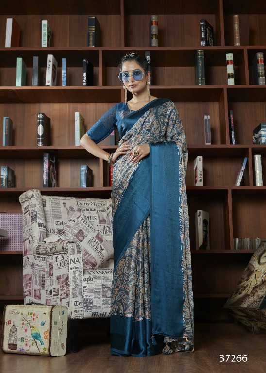 Vallabhi Anuhi Wholesale Leaf Printed With Swaroski Work Indian Sarees