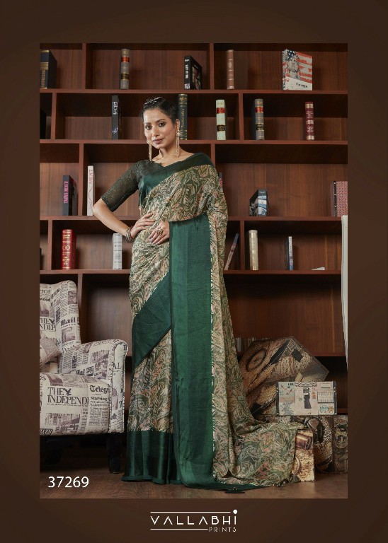 Vallabhi Anuhi Wholesale Leaf Printed With Swaroski Work Indian Sarees