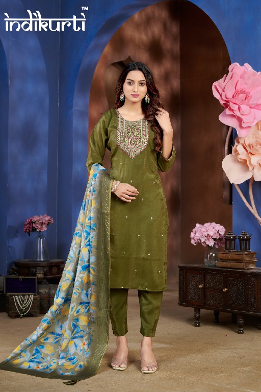 indikurti soniya shimmer roman readymade casual combo 3pcs dress