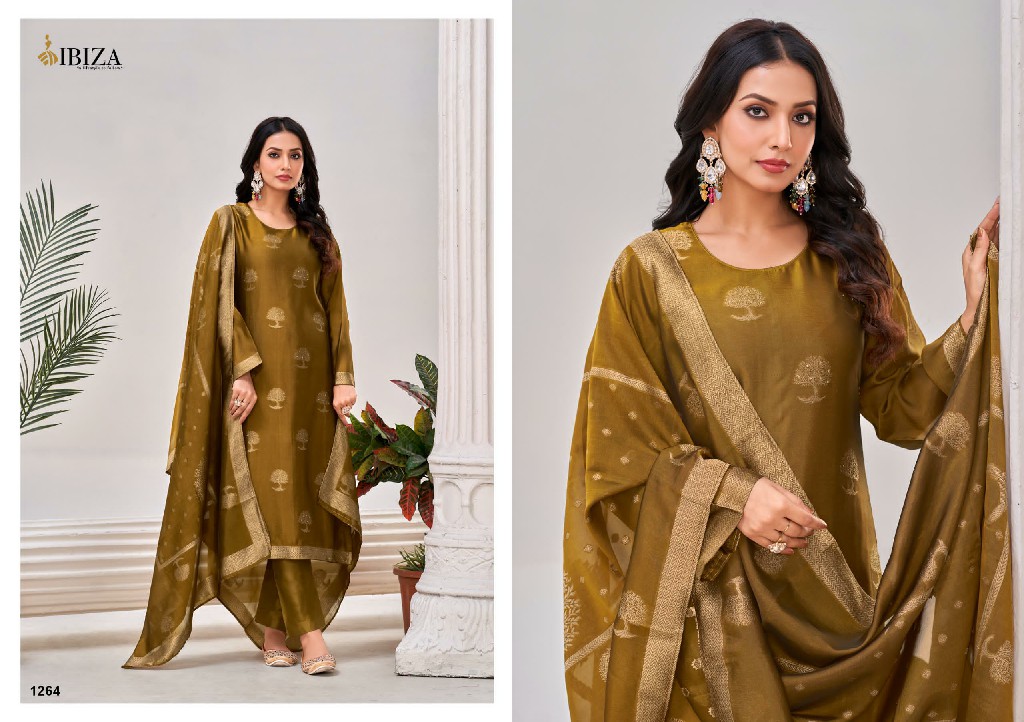 ibiza lifestyle zahanvi attractive design silk jacquard 3pcs dress