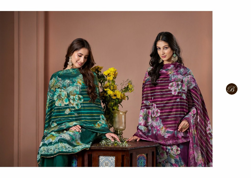 belliza designer sabaa viscose rayon stylish print 3pcs suits online