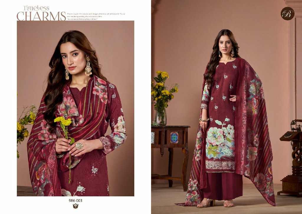 belliza designer sabaa viscose rayon stylish print 3pcs suits online