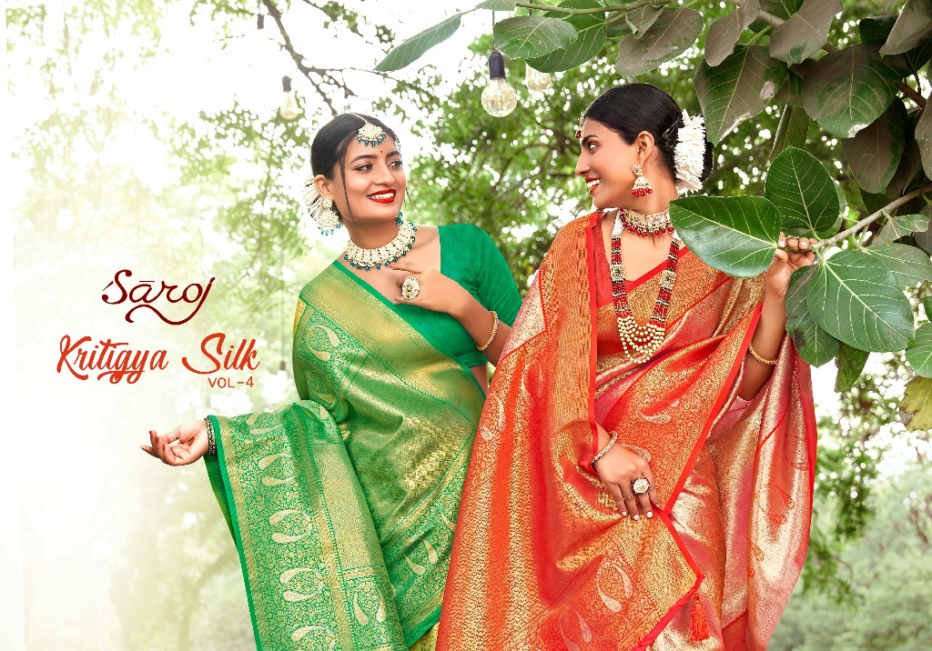 Saroj Kritigya Silk Vol-4 Wholesale Tissue Rich Pallu With Fancy Latkan Sarees