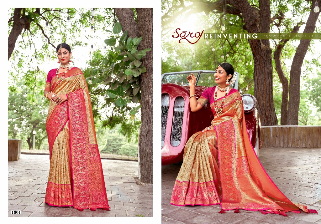 Saroj Kritigya Silk Vol-4 Wholesale Tissue Rich Pallu With Fancy Latkan Sarees