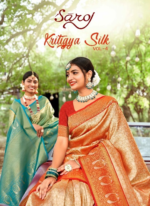 Saroj Kritigya Silk Vol-4 Wholesale Tissue Rich Pallu With Fancy Latkan Sarees