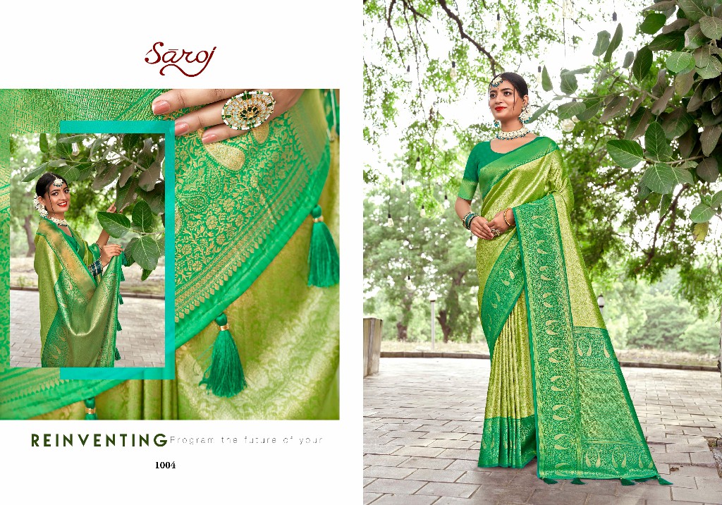 Saroj Kritigya Silk Vol-4 Wholesale Tissue Rich Pallu With Fancy Latkan Sarees