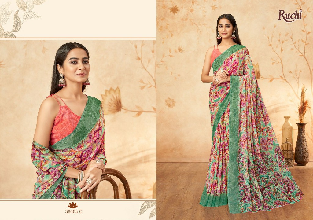 RUCHI RAGAA GEORGETTE VOL 15 FANCY FLOWER PRINTED SAREE COLLECTION
