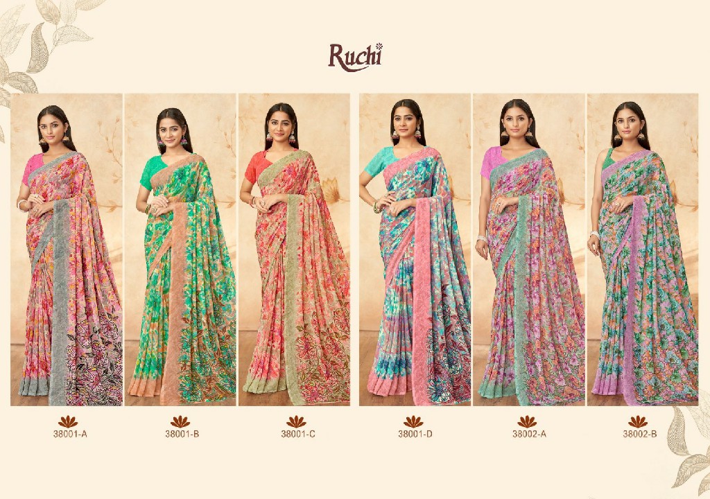 RUCHI RAGAA GEORGETTE VOL 15 FANCY FLOWER PRINTED SAREE COLLECTION