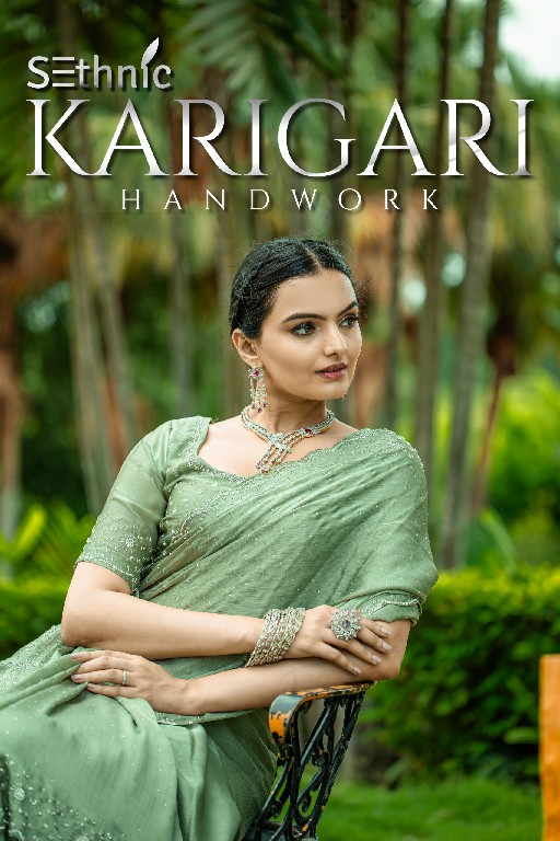 Sethnic Karigari Hand Work Vol-1 Wholesale Satin Chiffon Broad With Handwork Sarees