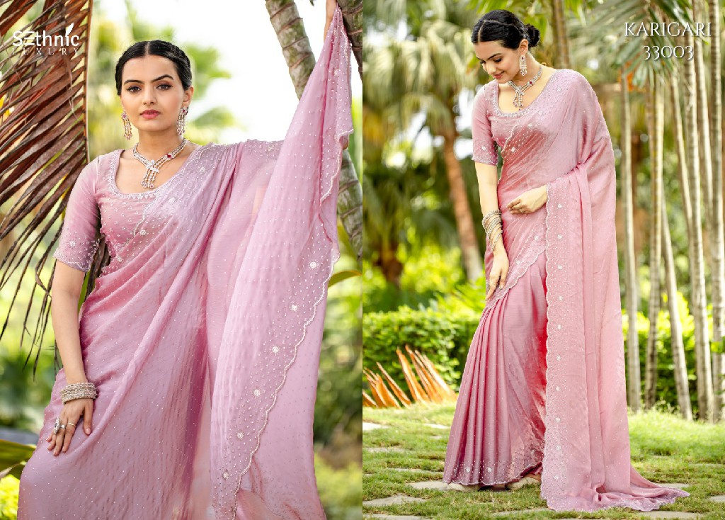 Sethnic Karigari Hand Work Vol-1 Wholesale Satin Chiffon Broad With Handwork Sarees
