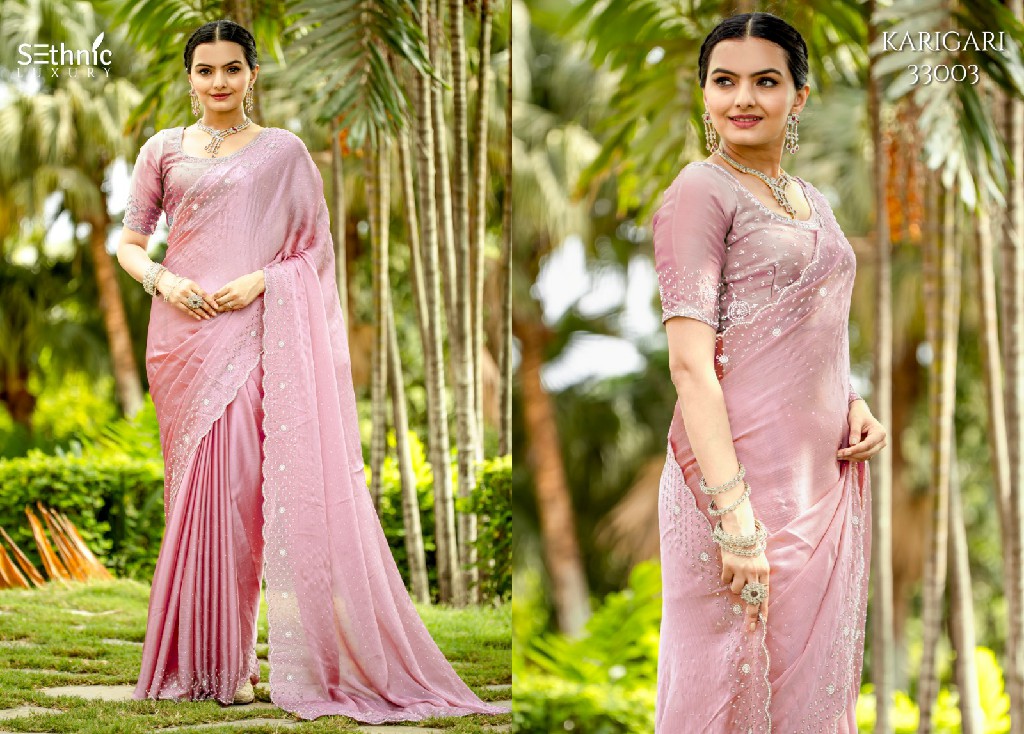 Sethnic Karigari Hand Work Vol-1 Wholesale Satin Chiffon Broad With Handwork Sarees
