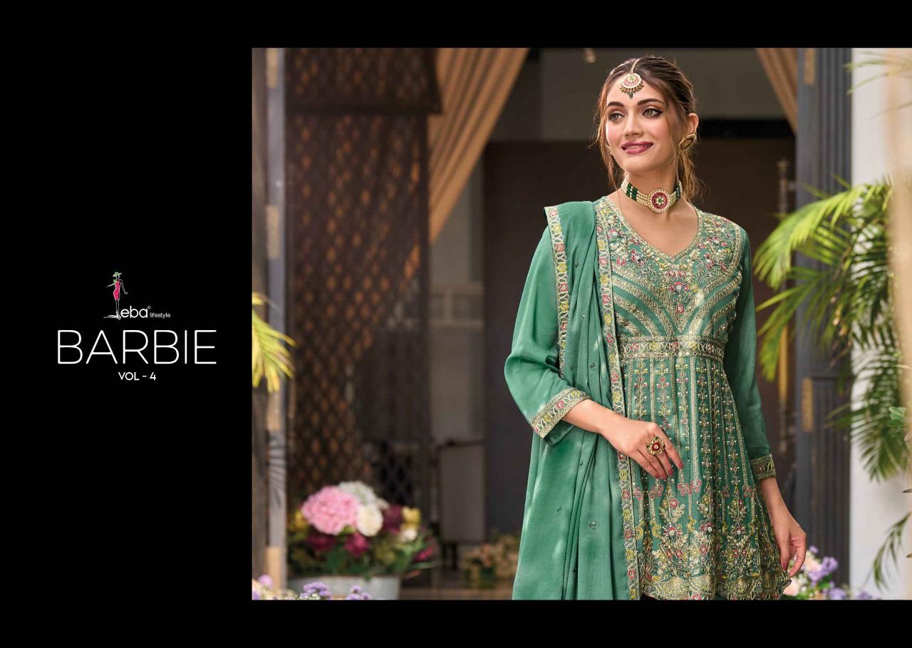 barbie vol 4 by eba lifestyle chinon embroidery readymade ladies suits