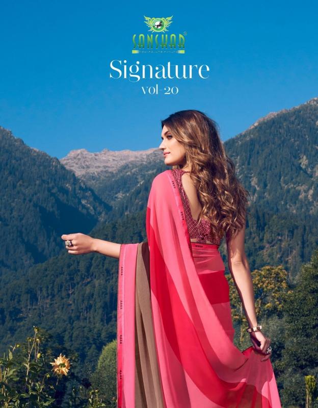 signature vol 20 by sanskar tex prints beautiful georgette saree