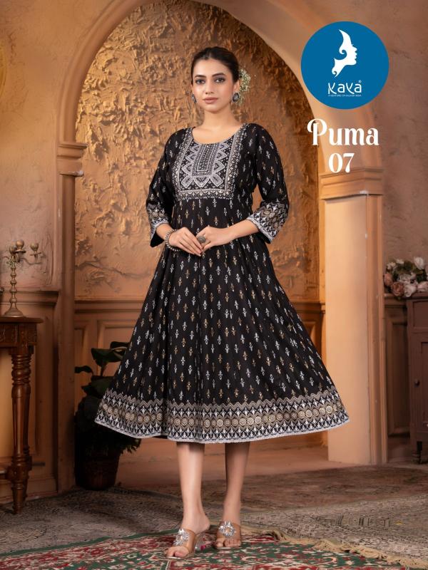 kaya puma elegant look readymade frock style rayon kurti