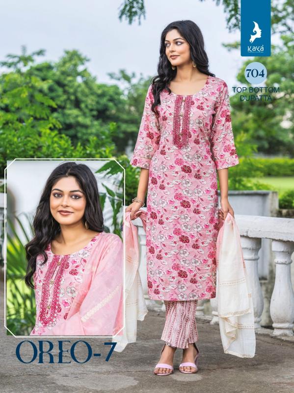 oreo vol 7 by kaya beautiful print rayon readymade plus size 3pcs dress