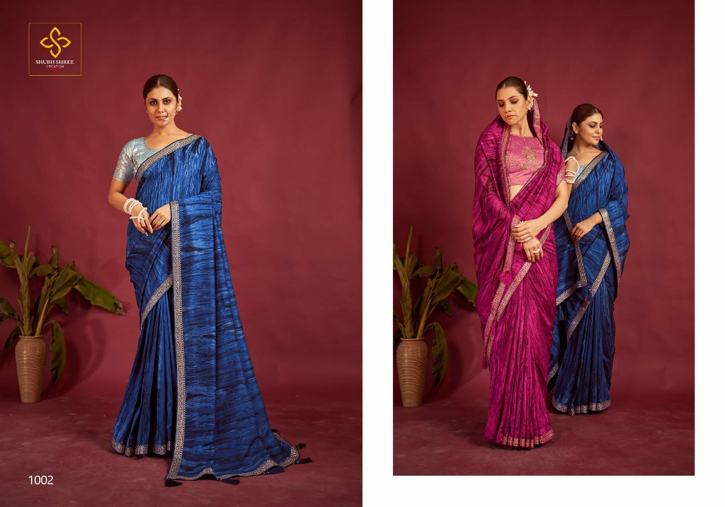 shubh shree creation shakunt comfortable velvet tussar silk saree