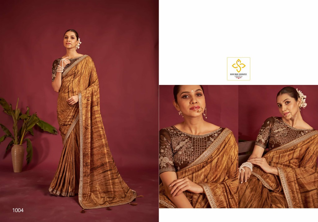shubh shree creation shakunt comfortable velvet tussar silk saree