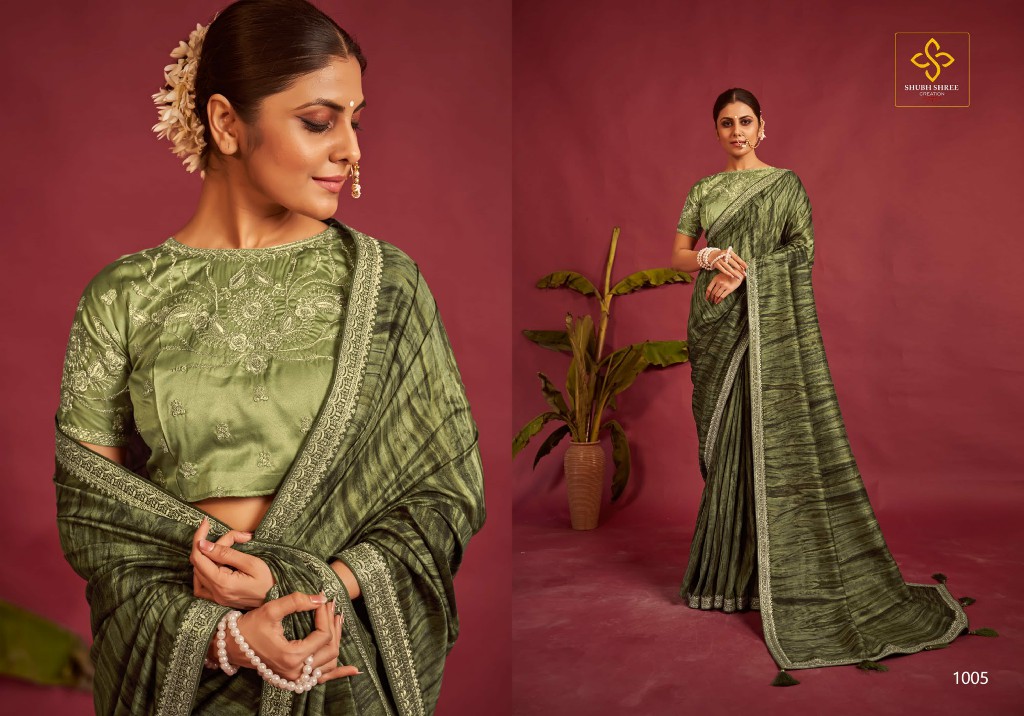 shubh shree creation shakunt comfortable velvet tussar silk saree