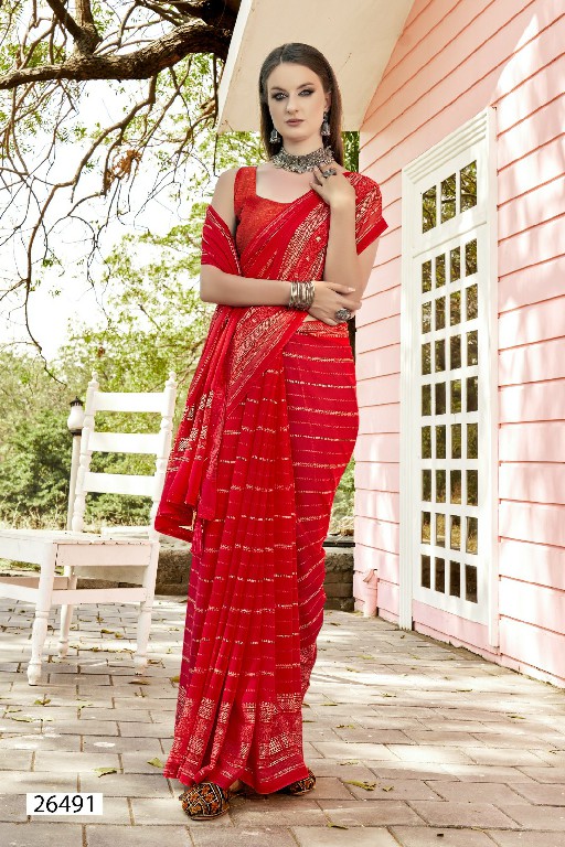 Vallabhi Vidula Wholesale Foil Print Georgette Fabrics Sarees