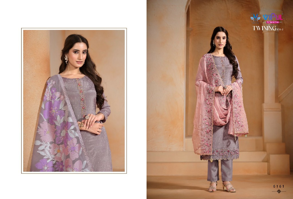 Vipul Twining Vol-2 Wholesale Chinon Chiffon With Swaroski Work Salwar Suits