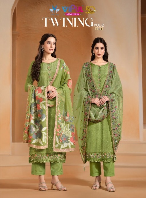 Vipul Twining Vol-2 Wholesale Chinon Chiffon With Swaroski Work Salwar Suits