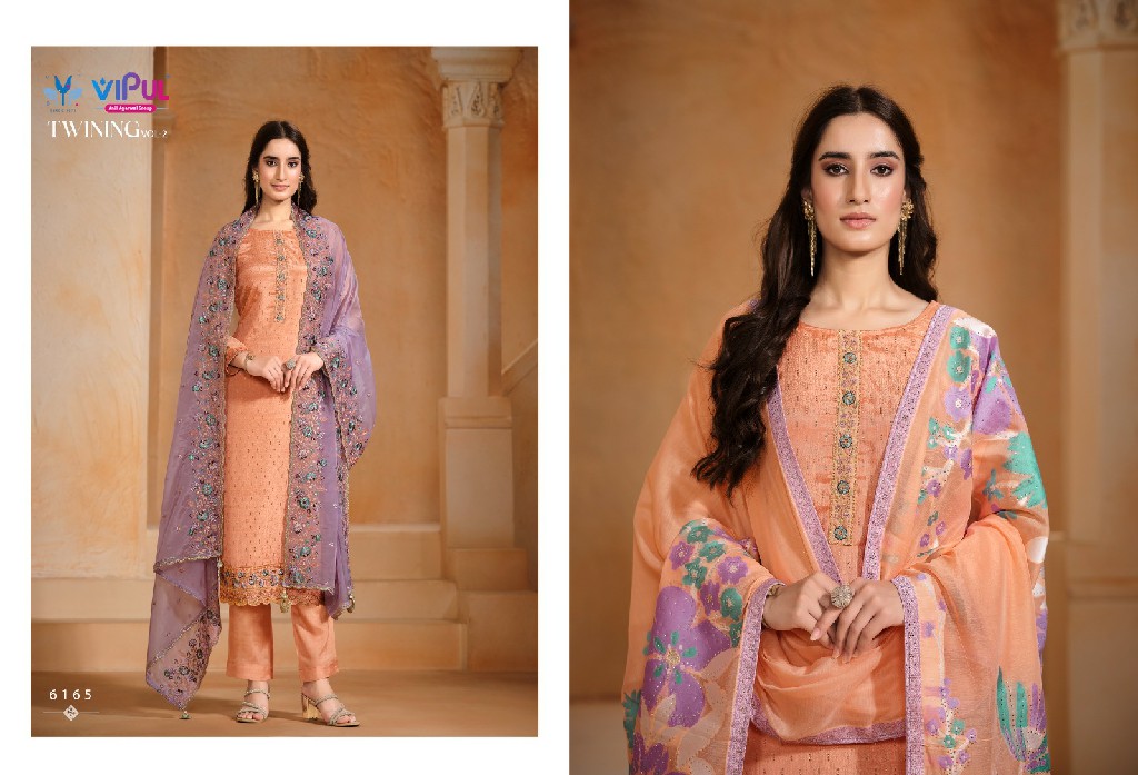 Vipul Twining Vol-2 Wholesale Chinon Chiffon With Swaroski Work Salwar Suits