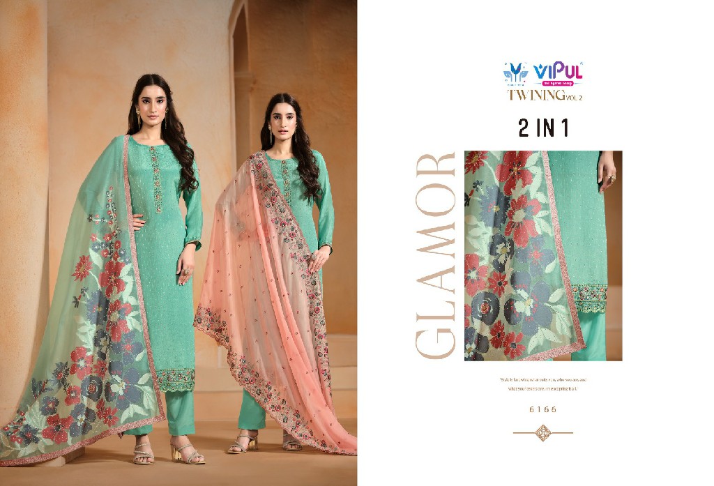 Vipul Twining Vol-2 Wholesale Chinon Chiffon With Swaroski Work Salwar Suits
