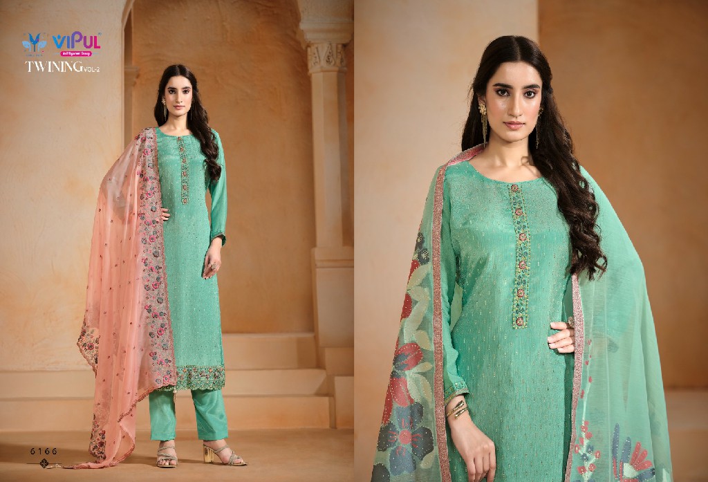 Vipul Twining Vol-2 Wholesale Chinon Chiffon With Swaroski Work Salwar Suits