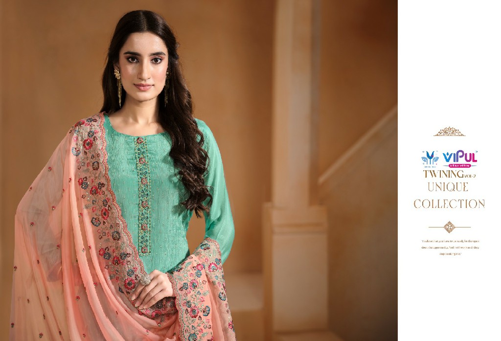 Vipul Twining Vol-2 Wholesale Chinon Chiffon With Swaroski Work Salwar Suits