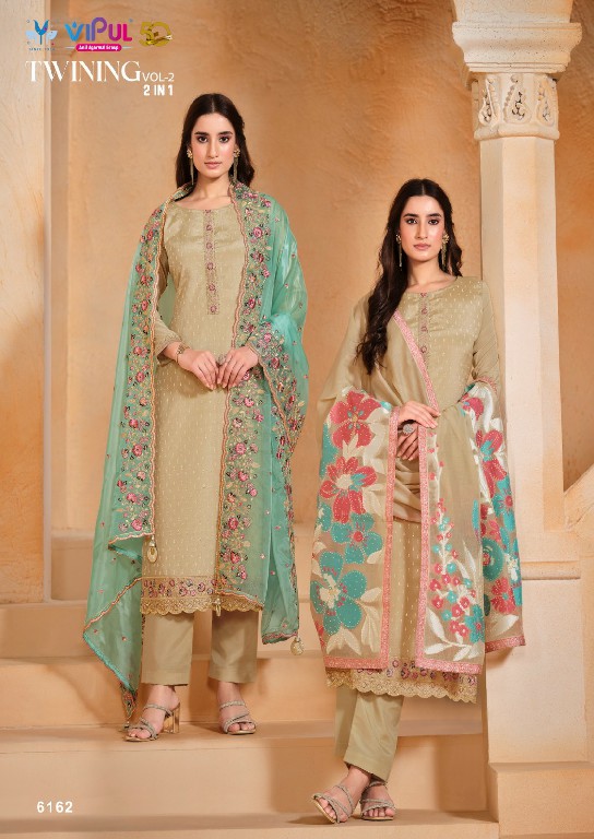 Vipul Twining Vol-2 Wholesale Chinon Chiffon With Swaroski Work Salwar Suits
