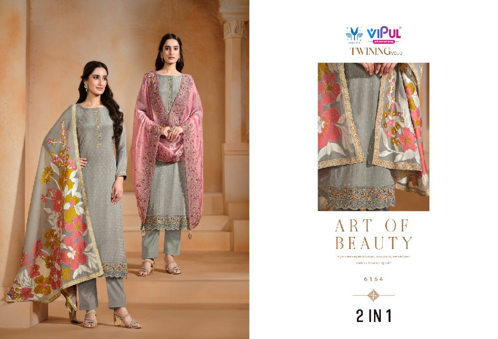 Vipul Twining Vol-2 Wholesale Chinon Chiffon With Swaroski Work Salwar Suits
