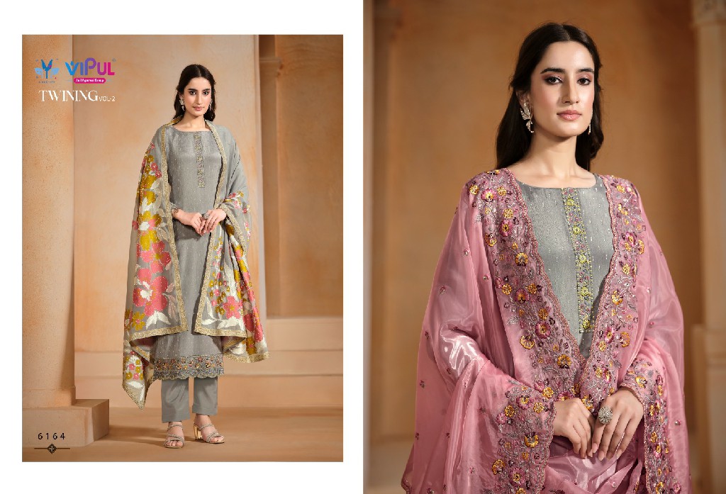 Vipul Twining Vol-2 Wholesale Chinon Chiffon With Swaroski Work Salwar Suits